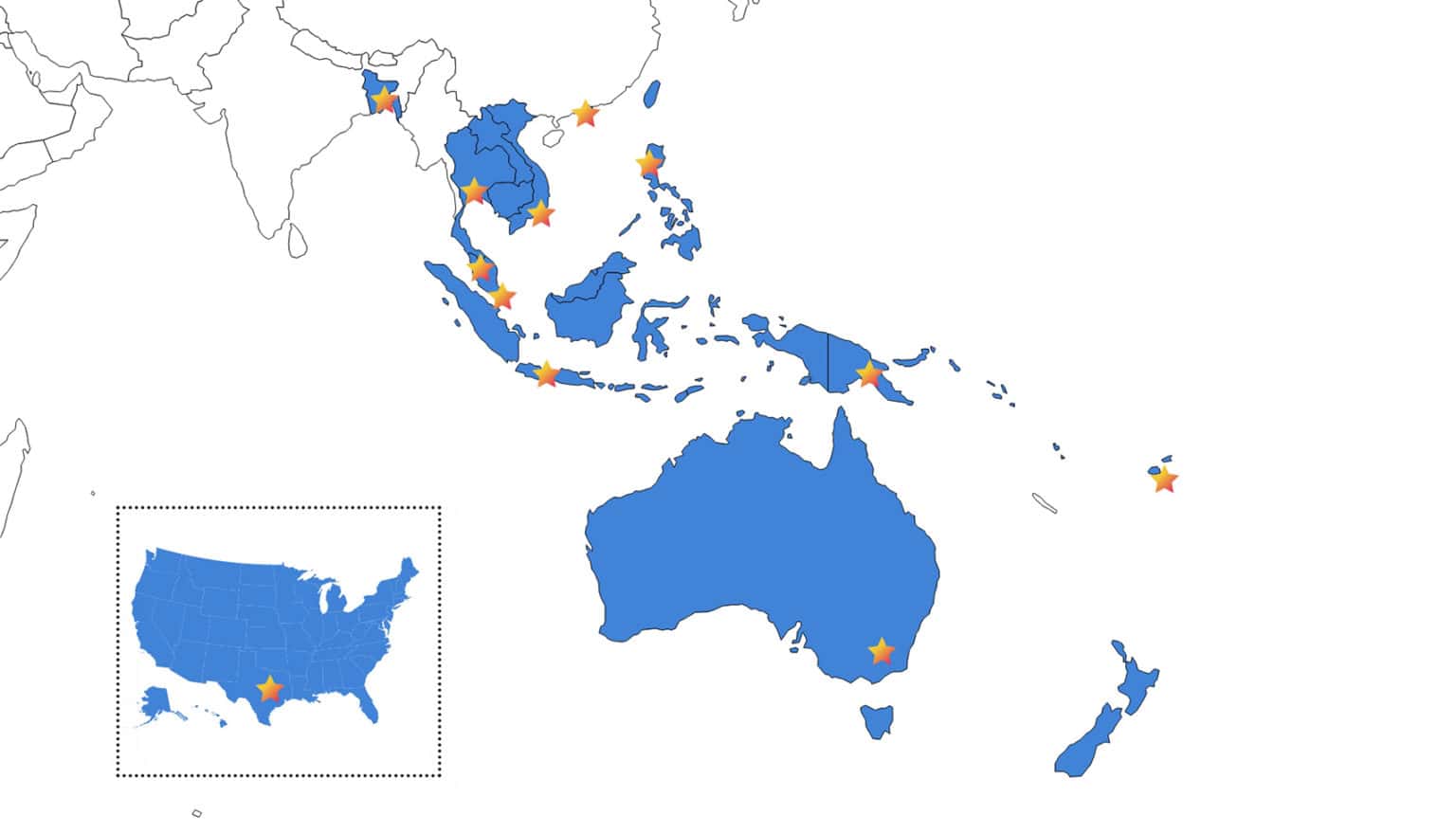 Business Bridge Asia Locations Map